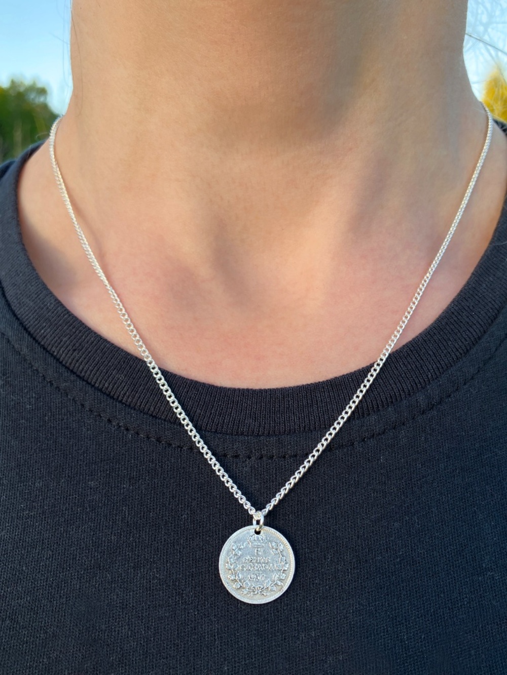 1907 Sterling Silver Edward VII Coin Necklace, 18-inch - Picture 2 of 5